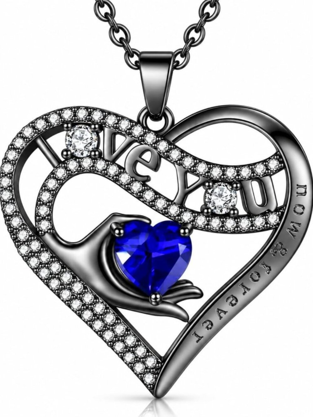 Leafael Heart in Hand Necklace for Women, Birthstone Crystal Gift